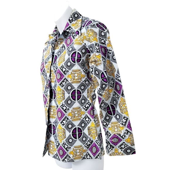 2/$20 Y2K White & Purple Buttons Down Shirt Top Size: M - Picture 7 of 10